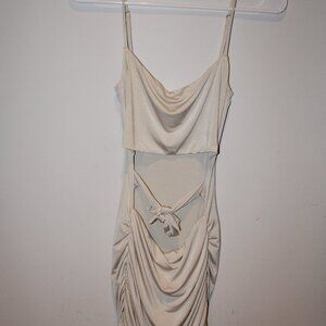 Beige Cut Out Mini Dress